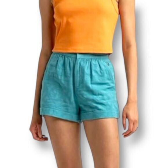 Roxy S Adriatic Blue Cotton Pull-On Textured Shorts Casual Summer Beachwear NWT - Picture 1 of 13